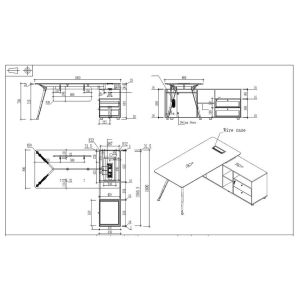 Бюро RFG Paris, 1800 х 1600 х 750 mm, ПДЧ 25 mm, орех и светлосиво