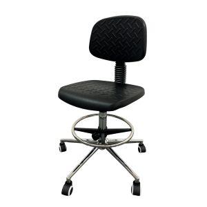 Офис стол RFG Remo Ring Chrome, висок, до 130 kg, черен, подходящ за професионално използване в лаборатории, здравеопазване, услуги и производство