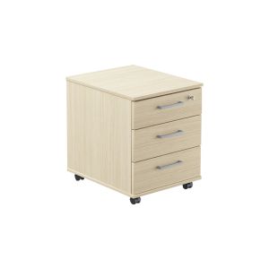 Контейнер за бюро Narbutas Optima, 415 x 500 x 510 mm, с колелца, ПДЧ, меламин избелен дъб, сива правоъгълна дръжка