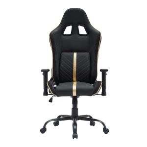 Геймърски стол RFG On Legend, екокожа, Butterfly механизъм, метална основа, до 150 kg, черно-златист