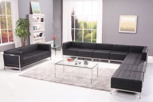 Табуретка RFG Neo, квадратна, екокожа, 700 х 700 х 450 mm, черен