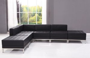 Табуретка RFG Neo, квадратна, екокожа, 700 х 700 х 450 mm, черен