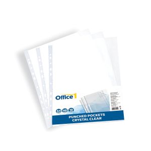 Office 1 Джоб за документи, A4, 40 микрона, кристал, 10 броя