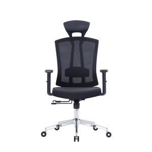 Ергономичен офис стол RFG Primo Lux Chrome HB, дамаска и меш, до 130 kg, черен