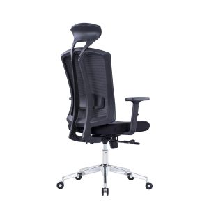 Ергономичен офис стол RFG Primo Lux Chrome HB, дамаска и меш, до 130 kg, черен