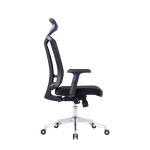 Ергономичен офис стол RFG Primo Lux Chrome HB, дамаска и меш, до 130 kg, черен