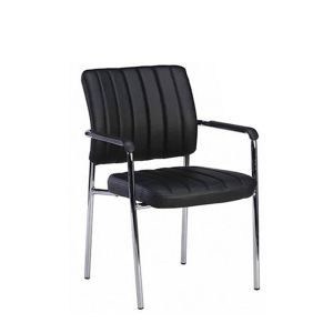 Посетителски стол RFG Glos M, екокожа, метална основа, до 120 kg, черен, 4 броя в комплект