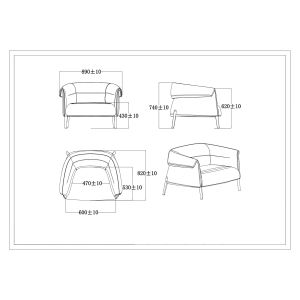 Фотьойл RFG Megan, екокожа, метална основа, черен