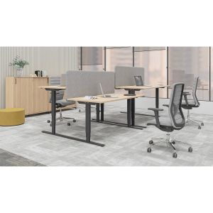 Шумоизолиращ преграден панел за бюро Narbutas Top 530, 1600 x 36 x 549 mm, ПДЧ 16 mm, горчица, черен метал