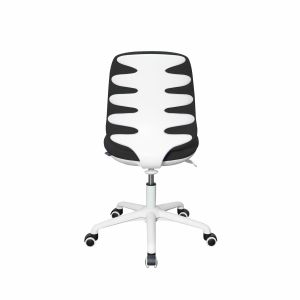 Детски стол RFG Lucky White, дамаска, черна седалка, черна облегалка