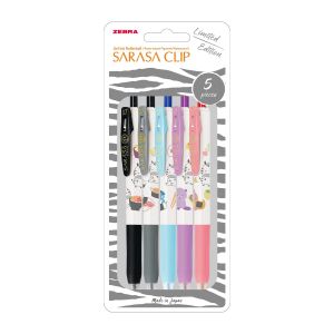 Zebra Гел ролер Sarasa Clip Kawaii, 0.7 mm, 5 броя, 4 цвята