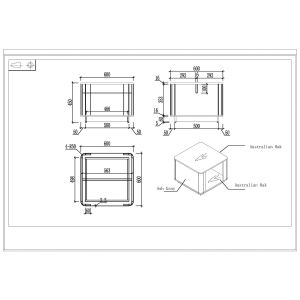 Ниска маса RFG Elmaz, 600 х 600 х 450 mm, квадратен плот, ПДЧ 25 mm, австралийски дъб и сиво