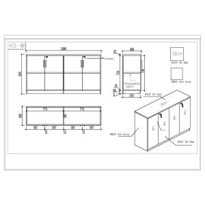 Шкаф RFG Lisabon, 1600 х 400 х 840 mm, ПДЧ, дъб и сиво