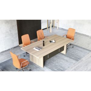 Заседателна маса RFG Milano, 2400 х 1200 х 750 mm, правоъгълен плот, ПДЧ 25 mm, светъл дъб и тъмносиво