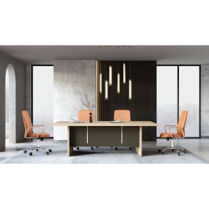Заседателна маса RFG Milano, 2400 х 1200 х 750 mm, правоъгълен плот, ПДЧ 25 mm, светъл дъб и тъмносиво
