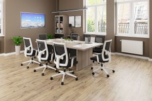 Заседателна маса RFG Milano, 2400 х 1200 х 750 mm, правоъгълен плот, ПДЧ 25 mm, светъл дъб и тъмносиво