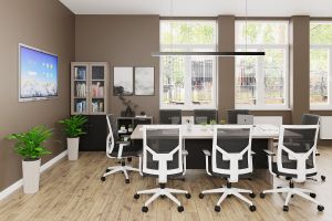Заседателна маса RFG Milano, 2400 х 1200 х 750 mm, правоъгълен плот, ПДЧ 25 mm, светъл дъб и тъмносиво