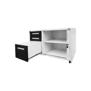 Контейнер RFG, с шкаф с ролетна врата, метален, 100 х 50 х 65 cm, графит и бяло