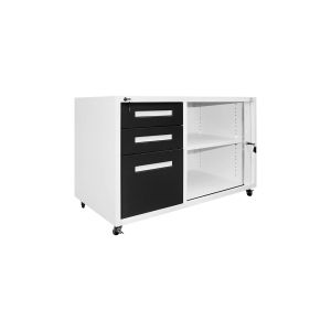 Контейнер RFG, с шкаф с ролетна врата, метален, 100 х 50 х 65 cm, графит и бяло