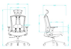 Ергономичен офис стол RFG Primo HB, дамаска и меш, до 130 kg, син