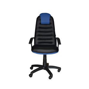 Геймърски стол Tunis, екокожа, Tilt механизъм, полиамидна основа, до 120 kg, черно-син