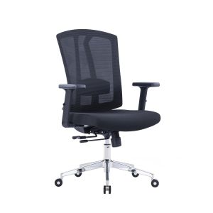 Ергономичен стол RFG Primo Lux Chrome W, дамаска и меш, Multi-function механизъм, до 130 kg, черен