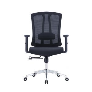 Ергономичен стол RFG Primo Lux Chrome W, дамаска и меш, Multi-function механизъм, до 130 kg, черен