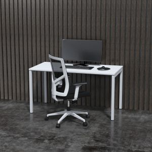 Бюро Narbutas Nova U, 1400 x 700 x 740 mm, бял меламин, бял метал, крак тип U