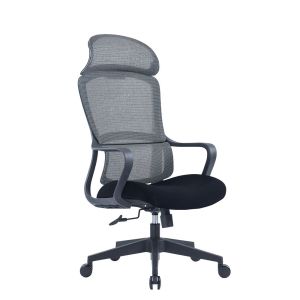 Директорски стол RFG Best HB, дамаска и меш, Tilt механизъм, до 120 kg, черна седалка, сива облегалка, промоция Вземи 2, плати 1