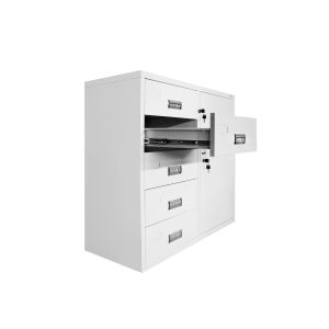 Кардекс RFG, метален, 1 x 5 чекмеджета, с шкаф, 90 х 40 х 90 cm, бял