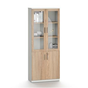 Шкаф RFG Monaco, със стъклени врати, 800 х 400 х 2000 mm, ПДЧ, бряст и бяло