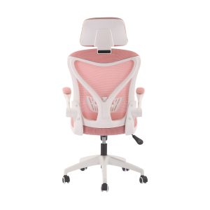 Директорски стол RFG Jolly White HB, дамаска и меш, Tilt механизъм, полипропиленова основа, до 120 kg, розов