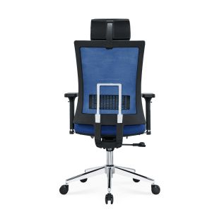 Ергономичен стол RFG Luxe Chrome HB, дамаска и меш, Multi-function механизъм, до 120 kg, син