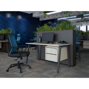 Бюро Narbutas Nova A, 1400 x 700 x 740 mm, меламин кехлибарен дъб, тъмносив метал