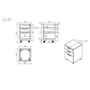 Контейнер за бюро RFG Monaco, 400 х 420 х 620 mm, ПДЧ 16 mm, бял