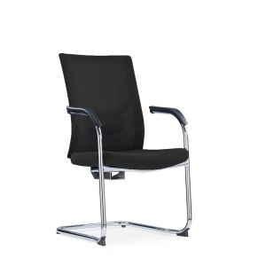 Посетителски стол RFG Snow Black M, дамаска и меш, до 120 kg, черна седалка, черна облегалка, 2 броя в комплект