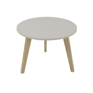 Ниска маса Narbutas Nova Wood, 700 x 700 х 480 mm, кръгъл плот, ПДЧ, перленосив меламин, дървени крака