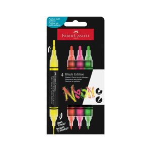 Faber-Castell Акрилен маркер Black Edition, 4 неонови цвята