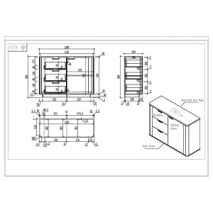 Шкаф RFG Elmaz, 1200 х 400 х 900 mm, ПДЧ, австралийски дъб и сиво