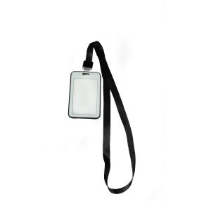 KEJEA Бадж, с лента, двулицев, вертикален, 54 х 85 mm, черен