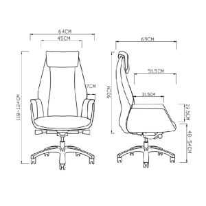 Кресло RFG EOOS, работно, екокожа, до 150 kg, черна седалка, черна облегалка