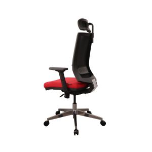 Директорски стол RFG Elli 06 HB, екокожа, Synchronous механизъм, до 120 kg, червена седалка, черна облегалка