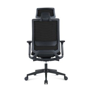 Ергономичен стол RFG Meteor X Black HB, дамаска и меш, до 130 kg, черна седалка, черна облегалка