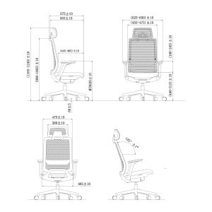 Ергономичен стол RFG Meteor X Black HB, дамаска и меш, до 130 kg, черна седалка, черна облегалка