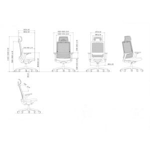Ергономичен стол RFG Meteor X Black HB, дамаска и меш, до 130 kg, черна седалка, черна облегалка