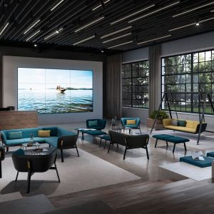 Ниска маса Interstuhl Hub HU920, правоъгълен плот, HPL, метална основа, черна, 2 броя в комплект