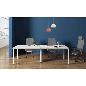 Заседателна маса RFG Monaco, 2400 х 1200 х 750 mm, правоъгълен плот, ПДЧ 25 mm, метална основа, бяла