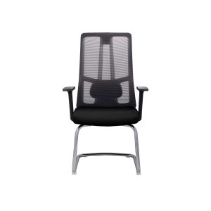 Посетителски стол RFG Artur M, дамаска и меш, до 150 kg, черна седалка, черна облегалка, 2 броя в комплект