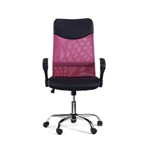 Директорски стол Monti HB, текстил, екокожа и меш, Tilt механизъм, до 120 kg, черна седалка, цикламена облегалка