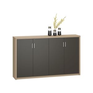 Шкаф RFG Milano, 2000 х 400 х 1200 mm, ПДЧ, светъл дъб и сиво